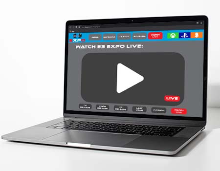 E3 website in laptop mockup
